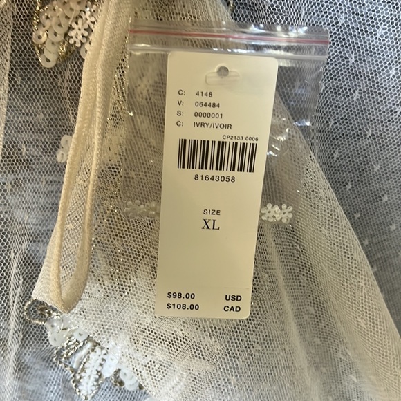 ANTHROPOLOGIE Maeve Size XL Sheer Embellished Top Whitr/Ecru Ethereal $98 NEW - Picture 15 of 16